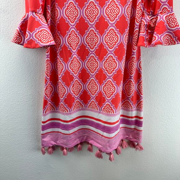 NWT Cabana Life Coral Tides Off the Shoulder Dress Pink Tassels XS - Picture 7 of 16